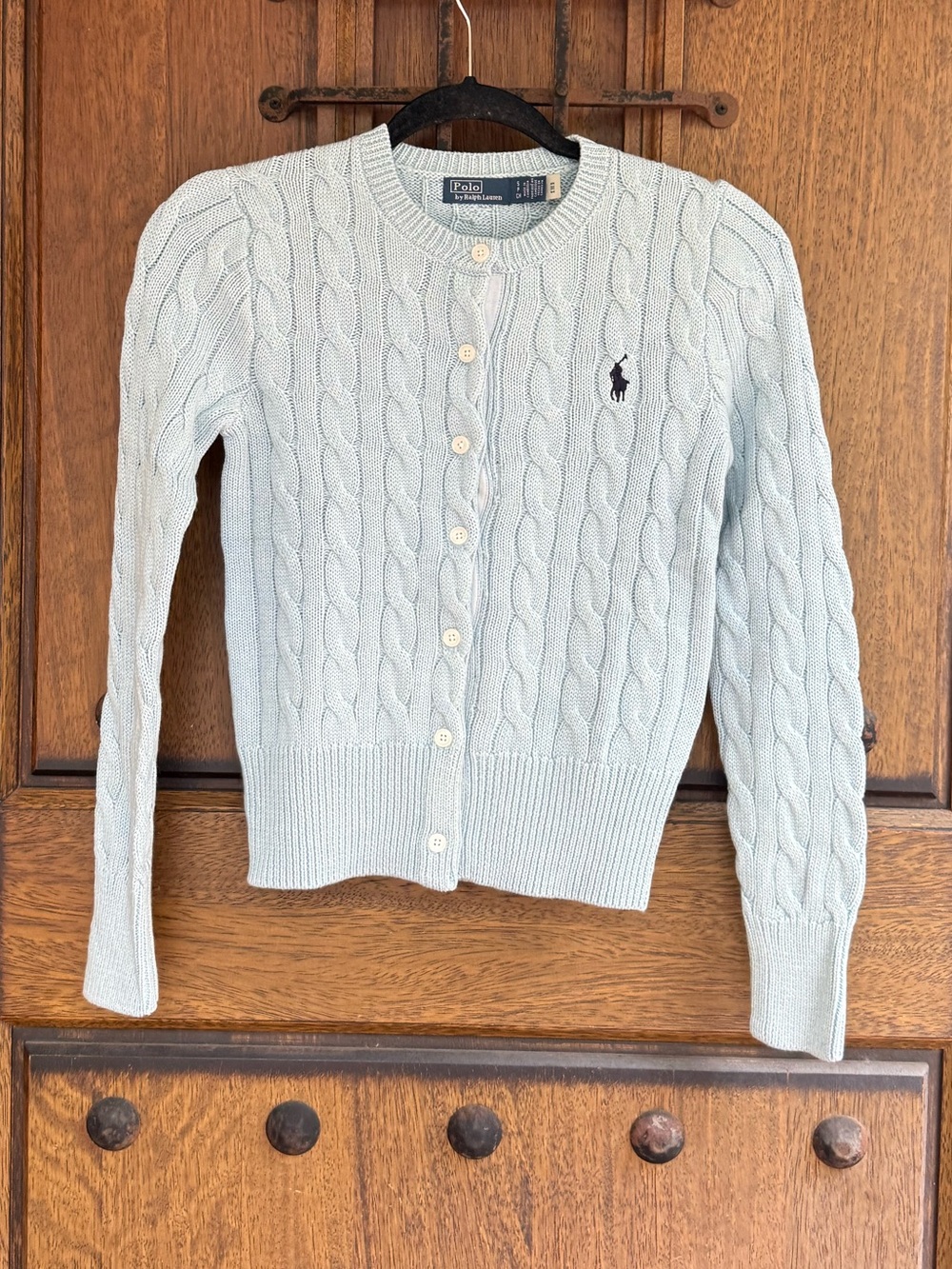 Polo by Ralph Lauren Pale Blue Cable-Knit Cardigan Size S